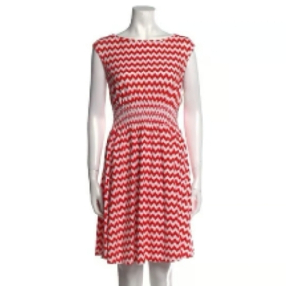 kate spade Dresses & Skirts - Kate Spade Leora Chevron Stretch‎ Red White Sleeveless A-Line Dress Size L
